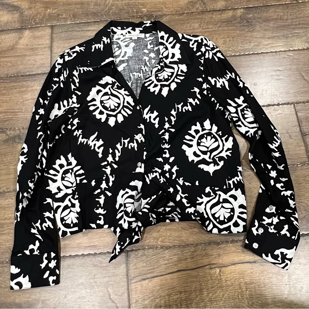 Christian Siriano Black and White Patterned Top XL